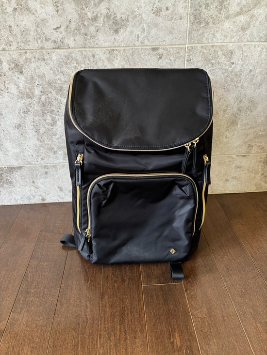 Samsonite Handbags - Black Samsonite Backpack with Gold Accents
